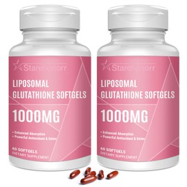 Starehonorr Liposomal Glutathione Softgels 1500MG, Reduced Glutathione Supplement with Vitamin C, Better Absorption, Non-GMO Powerful Antioxidant for Healthy Aging, Detox, Immune Health,120 Softgels