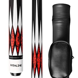 Pathline PLN Pool Cue Kit - 58 inch Canadian Maple Billiard Pool Stick and Hard Case (Red, 21oz)
