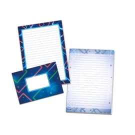 Writing Paper Set with 2 Writing Pads and 25 Envelopes for Children School Notebook Notepad Laser (1 "Dark" Pad and 1 Pad "Light" A5 with 25 Sheets Each + 25 Envelopes)