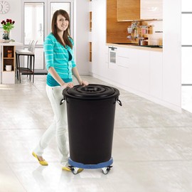 W B D WEIBIDA Round Dolly with Wheels Heavy Duty 440lbs Capacity, Adjustable 15-19 Inch Trash Can Dolly Multi Functional Large Barrel Dolly with 4 Locking Swivel Wheels, Blue
