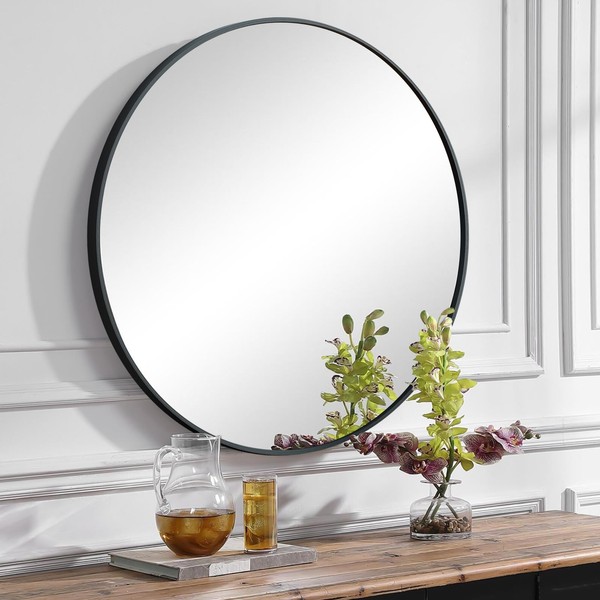 AMWAN 24x24 Inch Wall Mirror Round with Blast-Proof Film Clear