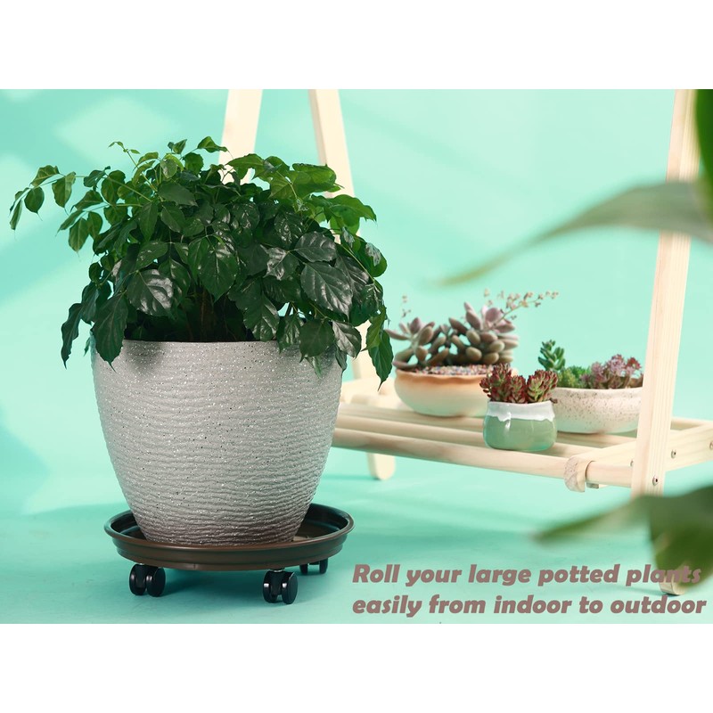 5 Packs Large Plant Caddy with PU Wheels 12" Rolling