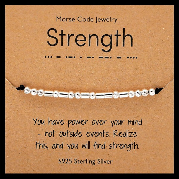 Rumnoke Inspirational Morse Code Bracelet Handmade Sterling Silver Beads Bracelet