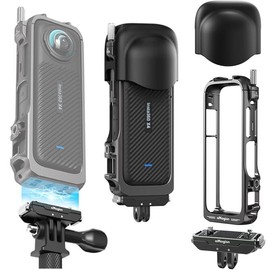 Coyktonty Aluminum alloyCamera Cage+Magnetic Adapter Mount+Silicon Lens Protector for Insta360 X4,Ultra-Expandable with 1/4 Threaded Hole Dual Cold Shoe Mount for cinematography VLOG Video