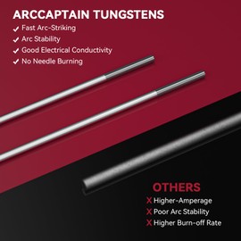 ARCCAPTAIN TIG Welding Tungsten Electrode 10-Pack 1/16"x 7"(Grey - 2% Ceriated, WC20/EWCe-2)