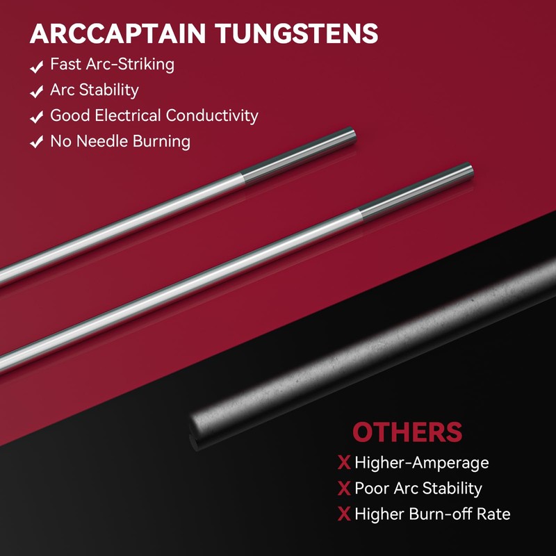 ARCCAPTAIN TIG Welding Tungsten Electrode 10-Pack 1/16"x 7"(Grey - 2%