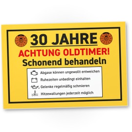 DankeDir! 30 Jahre Oldtimer schonend behandeln - Schild 30 x 20 cm - Männer & Frauen Geschenk Geburtstagsgeschenk 30. Geburtstag - Geburtstagsdeko Geburtstagskarte Geschenkidee Partydeko 30er