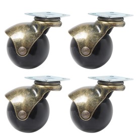 Ele Eleoption Pack of 4 Ball Casters, 360 Degrees, 3.8 cm Hooded Wheel, 20 kg Maximum Load Capacity, Vintage Bronze, 2.0 Inch