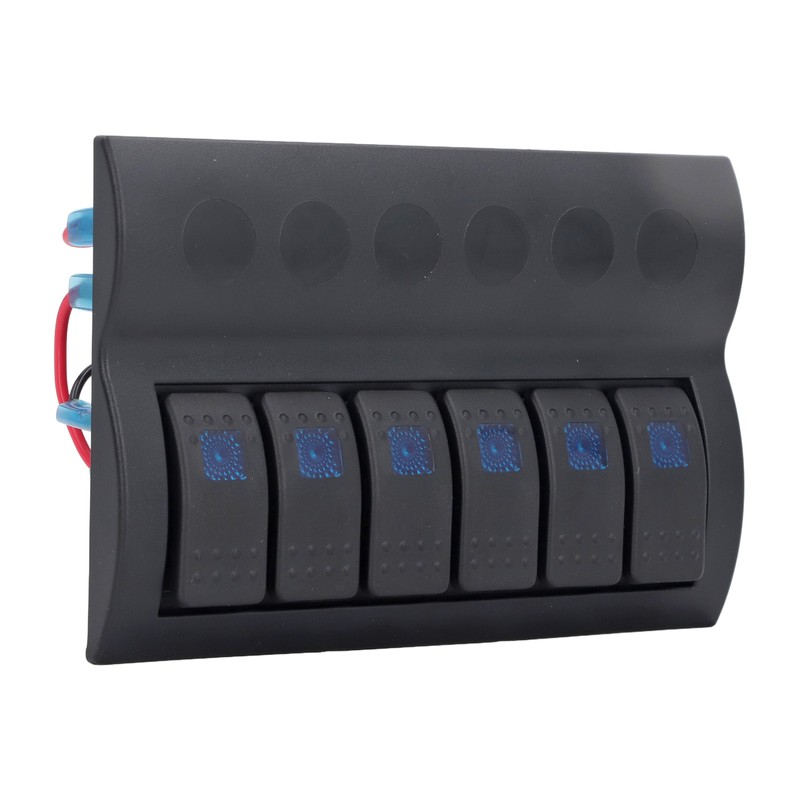 Electrical Switch Panel 6 Gang Pre Wired Blue LED Switch