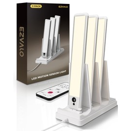 EZVALO Under Cabinet Lighting with Charging Station, Rechargeable Motion Sensor Light Indoor, Dimmable Closet Lights Wireless, 3500K, Motion Activated Under Counter Lights for Kitchen,Pantry(3 Pcs)
