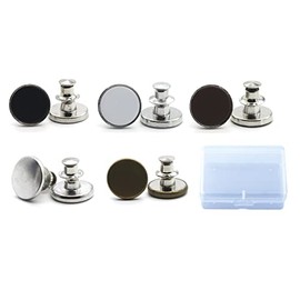 MAHAVIMOKSA 1Box Mixed Metal Jean Buttons Pins No Sew & No Tools Instant Replacement Snap Tack Pant Button (Black/White/Brown/Bronze/Silver-20pcs)