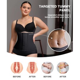 Waist Trainer for Women Latex Underbust Waist Cincher Corset, Tummy Control Corset Sport Girder Hourglass Body Shaper, XL, Black