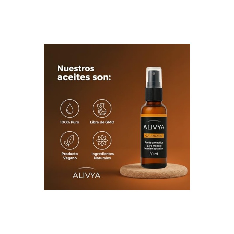 Alivya Calorzen – Aceite para Masaje Corporal, Con Sensación de
