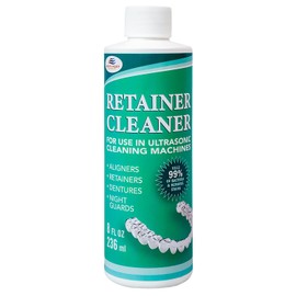 Ultrasonic Retainer Cleaner Solution Concentrate - Ultrasonic Denture Cleaner for Ultrasonic Machines - Cleans Mouthguards, Invisalign, and Nightguards - Odor, Stain and Discoloration Remover (8 oz)