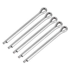 sourcing map Split Cotter Pin - 4mm x 50mm 304 Stainless Steel 2-Prongs Silver Tone Fastener Clip Key 5Pcs