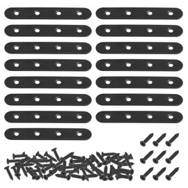 Mardatt 15 Sets 100x17.4mm(3.9x0.68inch) Stainless Steel Black Straight Bracket Mending Plates for Wood Heavy Duty Flat Straight Brace Joining with Mounting Screws