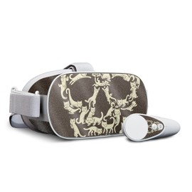 MightySkins Glossy Glitter Skin for Oculus Go - Cat Skull | Protective, Durable High-Gloss Glitter Finish | Easy to Apply, Remove, and Change Styles | Made in The USA