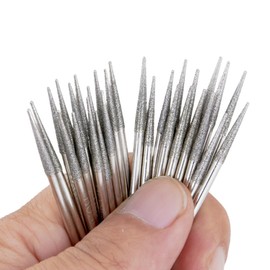 JINGLING 2.5mm Diamond Grinding Head Tapered Bits Carving Burrs Shank 3/32“ for Nail Drill Pack of 30Pcs