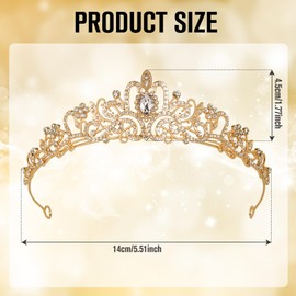 Gold Crown Tiara, Gold Princess Crown Jewelry Rhinestone Headband Princess Crown Elegant Queen Crown Quinceanera Royal Bridal Jewelry Rhinestone Headbands for Wedding, Bridal, Proms, Pageants, Birthda