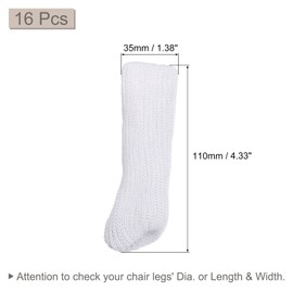sourcing map Chair Leg Socks Floor Protectors, 16pcs - Knitted Furniture Sock, Table Feet Protectors for Hardwood Floors(White)