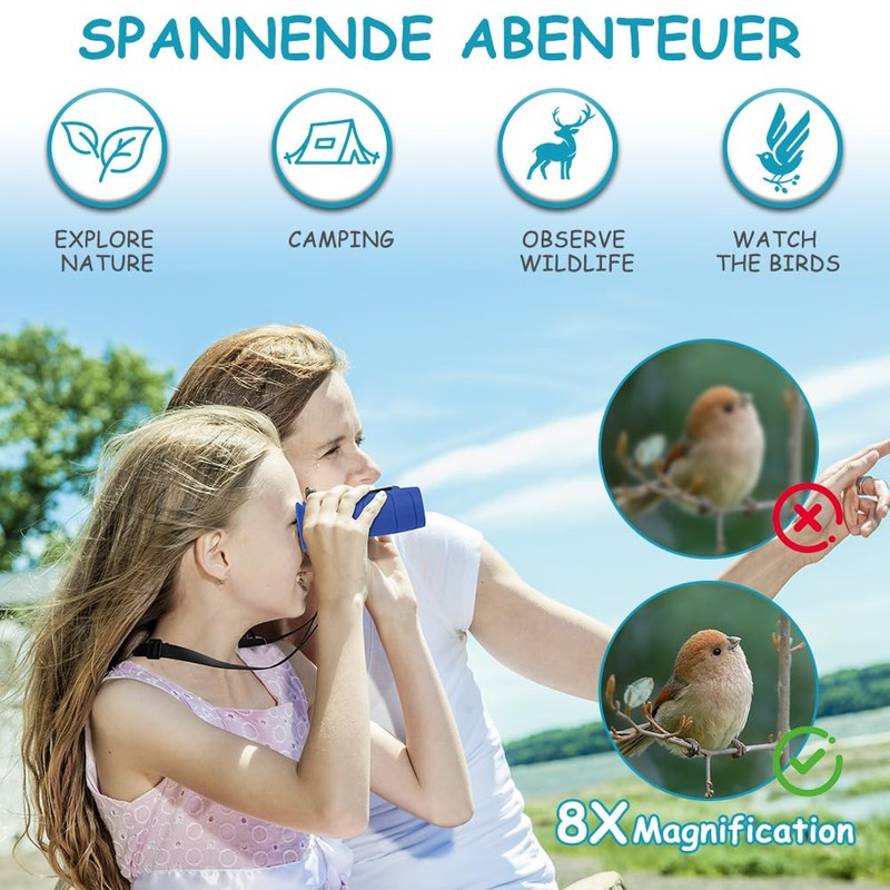 AYESY Binocolo per Bambini, Portatile Binocolo Set con Lente di