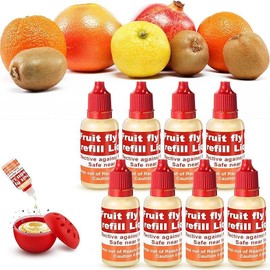 4 Pack Fruit Fly Trap Refill Liquid, 0.68oz/ Bottle Liquid Fruit Fly Traps for Indoors Non Toxic Safe Near Food, Effective Lure Refill for Indoor and Kitchen Use, Red - Color: 8