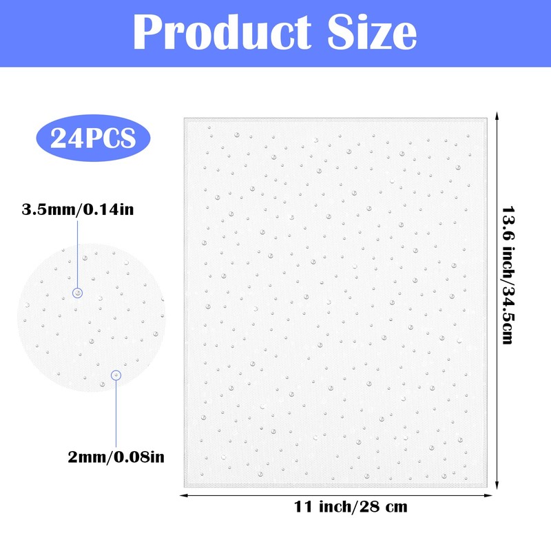 24 Pcs Iron on Rhinestone Sheets for Clothing, Rhinestone Heat