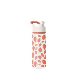 Simple Modern Kids Summit Water Bottle with Straw Lid | 18oz Stainless Steel Cup Insulated Tumbler for Girls, School | Strawberries on Cream