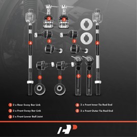 A-Premium Set of 10, Front & Rear Sway Bar Link, Lower Ball Joint, Inner Outer Tie Rod End, Compatible with Subaru Impreza 2008-2014, WRX (STI) 2013-2014