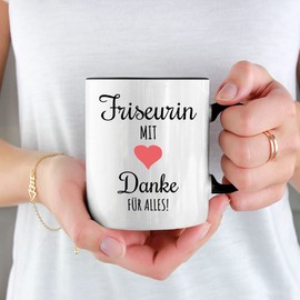 SENESS Friseurin mit Herz Danke für Alles Tasse, Friseur Zubehör, Hairstylist Geschenke, beste Friseurin der Welt, Friseureinrichtung, Abschied Kollegin Geschenk, Kaffeetasse Kaffeebecher lustig