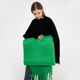 AUSEKALY Women's Scarf Big Colorful Plaid Thick Wrap Winter Oversized Warm Blanket Chunky Scarf Green