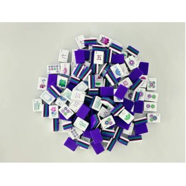 Acrylic Mahjong Tiles, American Mah Jongg Portable Travel Set, Durable 160Pcs Game for Adults Party Indoor Outdoor UseColor: purple