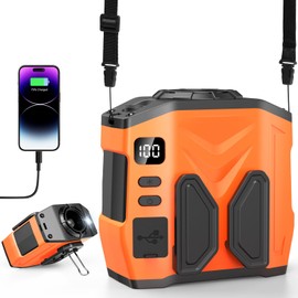 OCOHW Portable Personal Waist Fan Rechargeable, 10000mAh 5 Speeds 13500RPM Strong Airflow, LED Light & 30H Runtime, Hands-Free Shirt/Belt/Neck Clip on Fan for Camping, Work, Outdoor, Travel