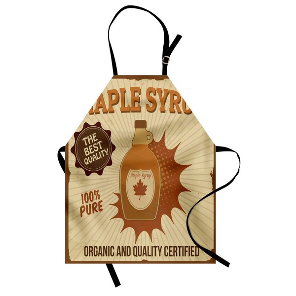 Ambesonne Retro Apron, Maple Syrup Ad with Grunge Effect Worn
