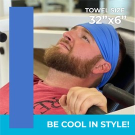 SHAKEitCOOL Cooling Towel – Be Cool in Style - Heat Relief, Soft, Lightweight, Sun Protection, Easy Clean - Perfect for Biking, Hiking, Running, Yoga, Golf, Gym, Baseball, Gardening - Blue