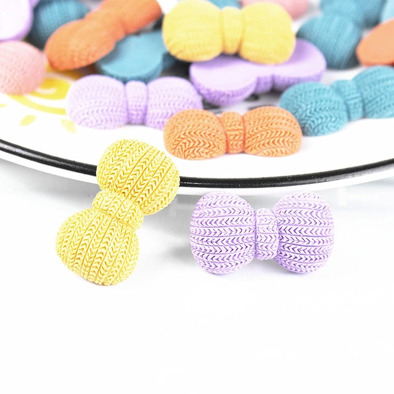 100 Pieces Small Heart Star Flower Bowtie Round Shaped Plastic