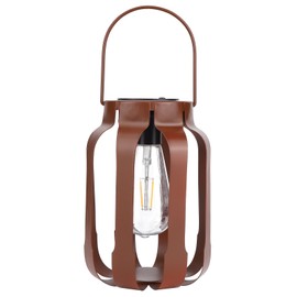 Vintage Solar Lamp Wrought Iron Hollow Hanging Light IP44 Waterproof for Outdoor Garden YardBrown