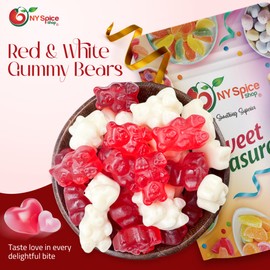 NY Spice Shop Gummy Bears for Valentines Day Gifts - 1 Pound Red & White Gummies Candy Valentines Snacks - Fruity Gummies Bears Valentines Day Treats - Gummy Candy Variety Pack Valentines Day Party