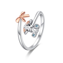 SOESON Highland Cow Ring 925 Sterling Silve Scottish Cow Ring Animal Highland Cow Open Ring Jewelry Birthday Gift (Rose Gold)