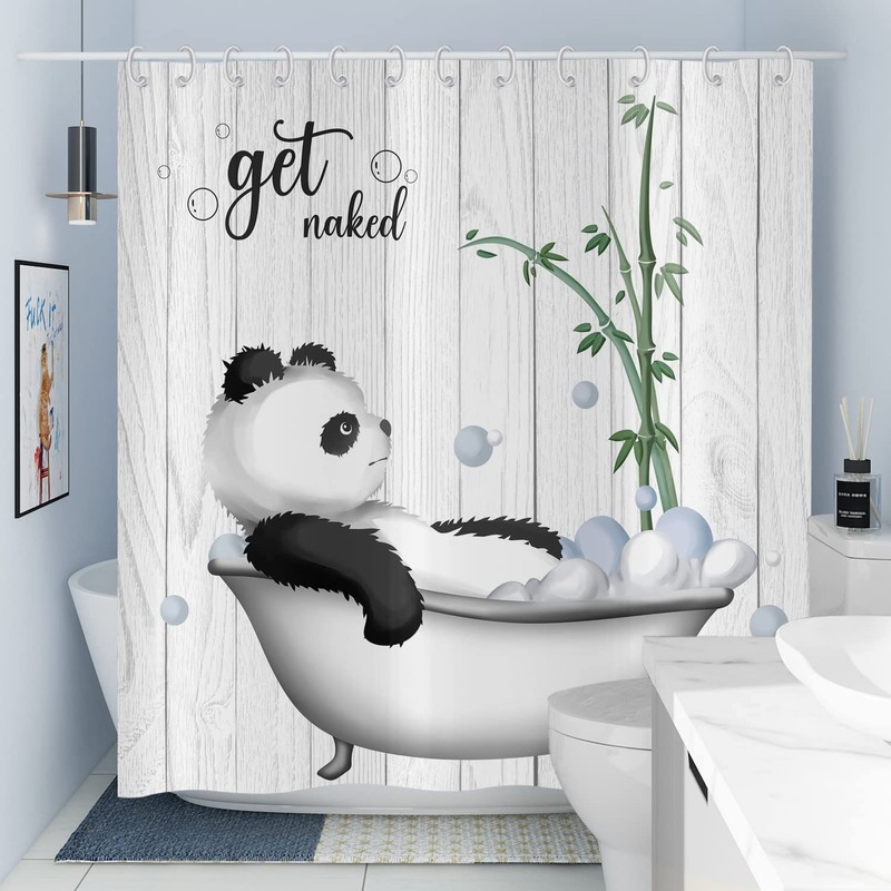 ASDCXZ Funny Shower Curtain, 180 x 200 cm, Panda Takes