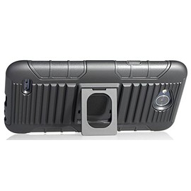 Nakedcellphone Black Grip Case Cover + Belt Clip Holster Stand + Magnetic Car Holder for LG X Power-2, X Charge, Fiesta 2, Fiesta, K10 Power