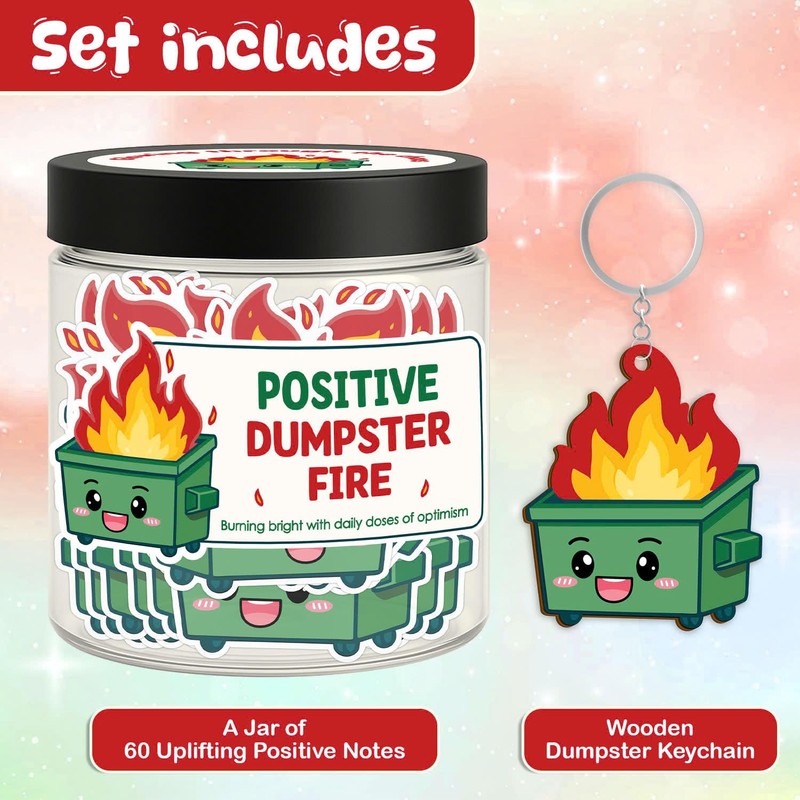 60 Positive Dumpster Fire Jar, Affirmation Cards For Women, Dumpster