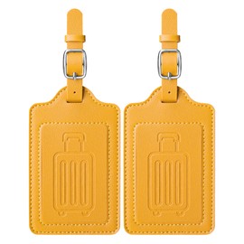 Teskyer Luggage Tags, Thick & Durable, Easy to Identify, Privacy Protection, TSA Approved Travel Essentials Suitcase Tags - 2 Pack, Yellow