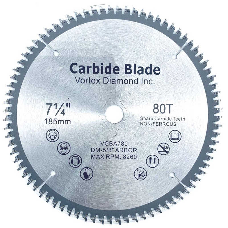 (2 Pack) VORTICE VAB 7-1/4 Inch 80 Teeth TCT Non-Ferrous