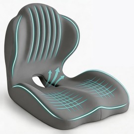IMOOD Cojín para Silla de Oficina con Respaldo Cojín de Asiento Automovil Cojín Ortopedico para Coxis y Ciatica Soporte Lumbar Espuma de Memoria