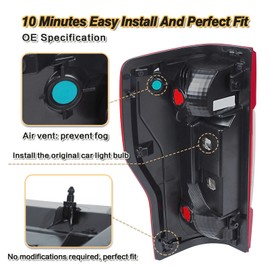 STRAUTOS Tail Lights Compatible with 2020 2021 2022 Ford F250 F350 Super Duty Taillights Assemblies Halogen Type Rear Light Accessories Replace OEM LC3Z13404C (Without Blind Spot,Right Passenger Side)