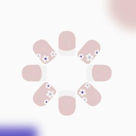 24Pcs Short Fake Nails Square Nude White Flower French Tip Short Press On Nails Square with Designs Full Cover Glossy False Nails,Acrylic Thick Glue on Nails, Stick on Nails For Women Daily Events CW473