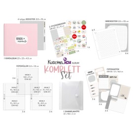 KuschelICH Fotoalbum zum Selbstgestalten - Erinnerungsalbum zum Selberschreiben Glücksmomente Hochzeitsalbum CozyBook Komplett-Set