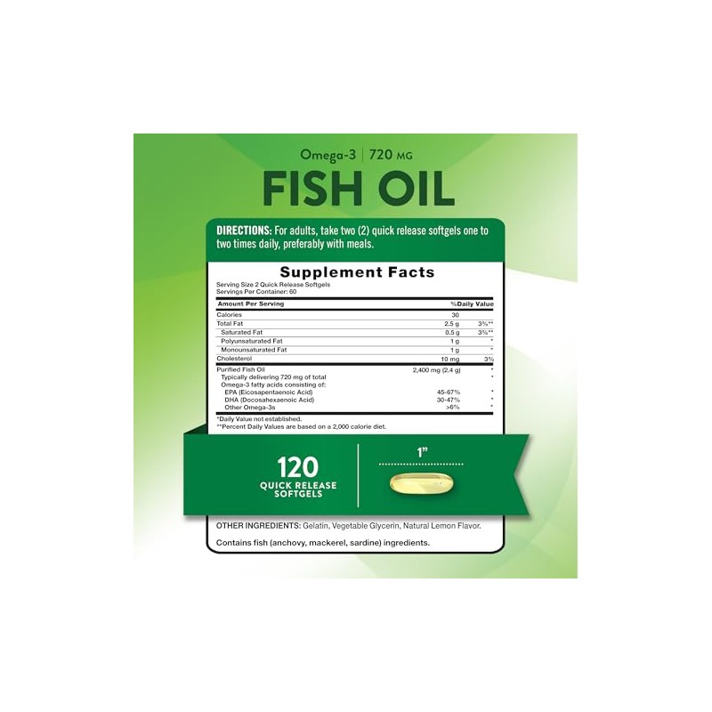 Natures Truth Fish Oil Omega-3, Natural Lemon Flavor, 120 Count