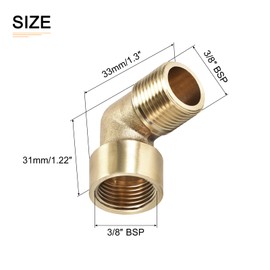 DTGN 3/8 BSP x 3/8 BSP (Male x Socket) 90° Angle Pipe Fitting - Good for Water Piping System - Brass Pipe Fittings - Gold Tone